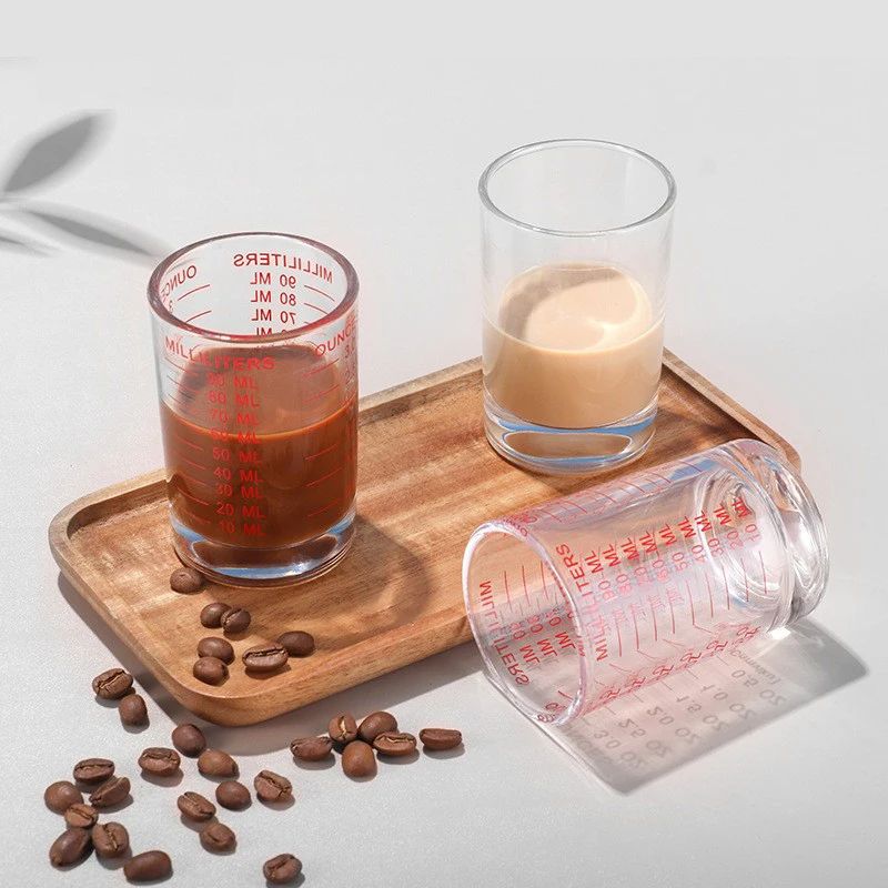 Heat Resistant Glass Measuring Cup with Handle for Espresso and Milk
