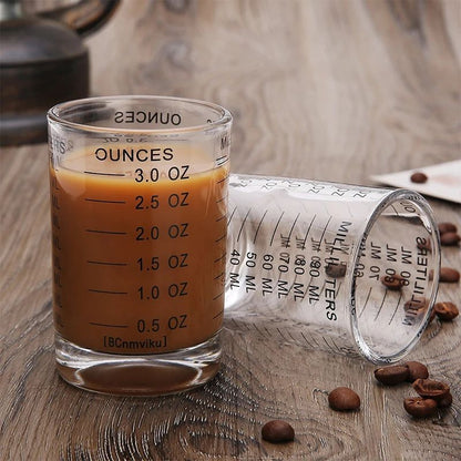 Heat Resistant Glass Measuring Cup with Handle for Espresso and Milk