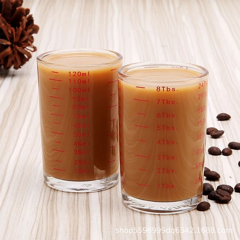 Heat Resistant Glass Measuring Cup with Handle for Espresso and Milk