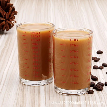 Heat Resistant Glass Measuring Cup with Handle for Espresso and Milk