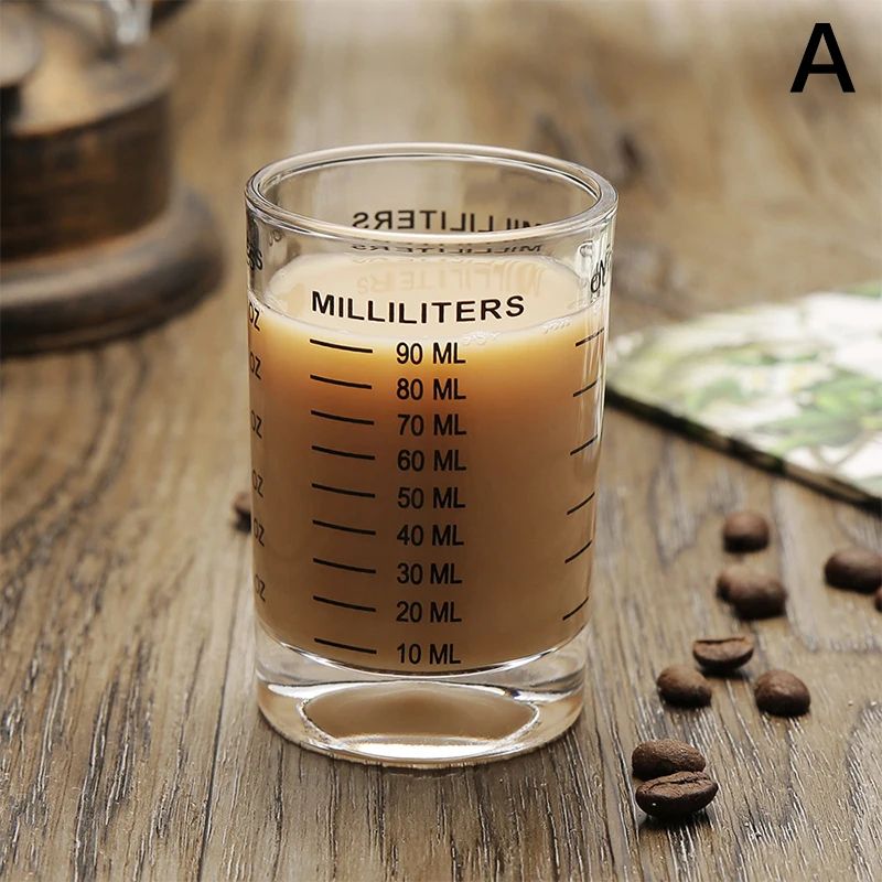 Heat Resistant Glass Measuring Cup with Handle for Espresso and Milk