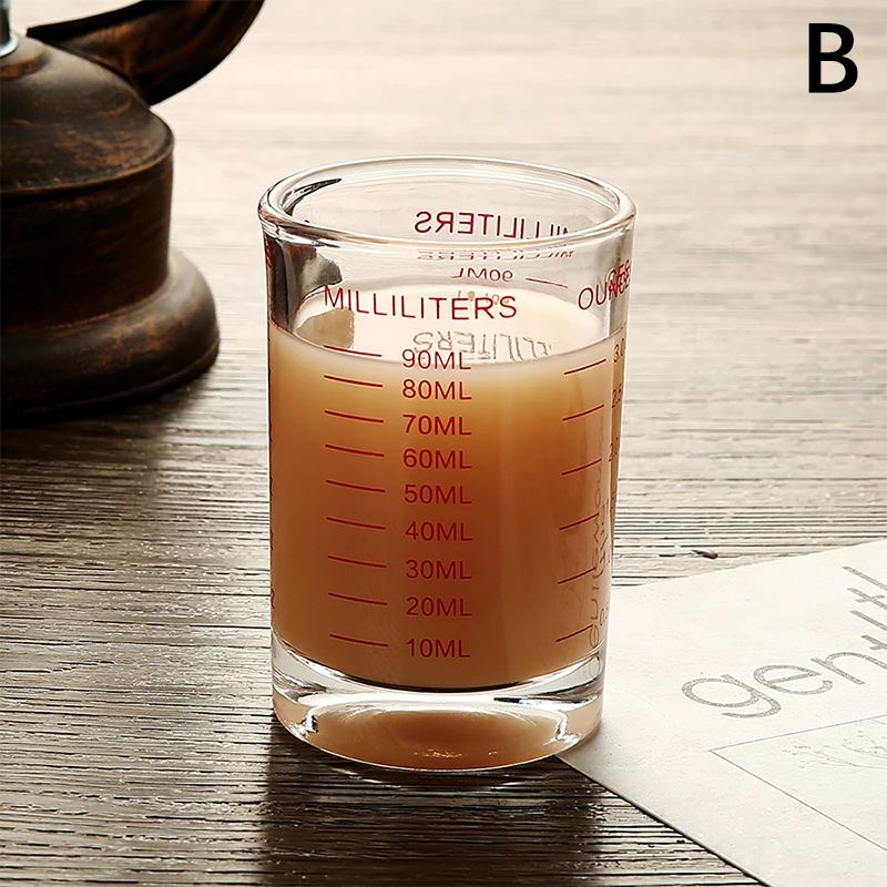 Heat Resistant Glass Measuring Cup with Handle for Espresso and Milk