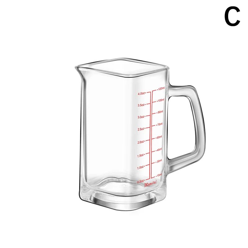 Heat Resistant Glass Measuring Cup with Handle for Espresso and Milk