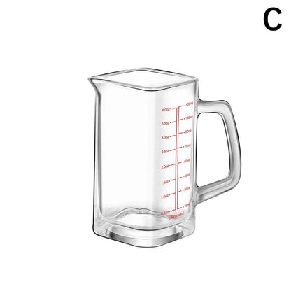 Heat Resistant Glass Measuring Cup with Handle for Espresso and Milk
