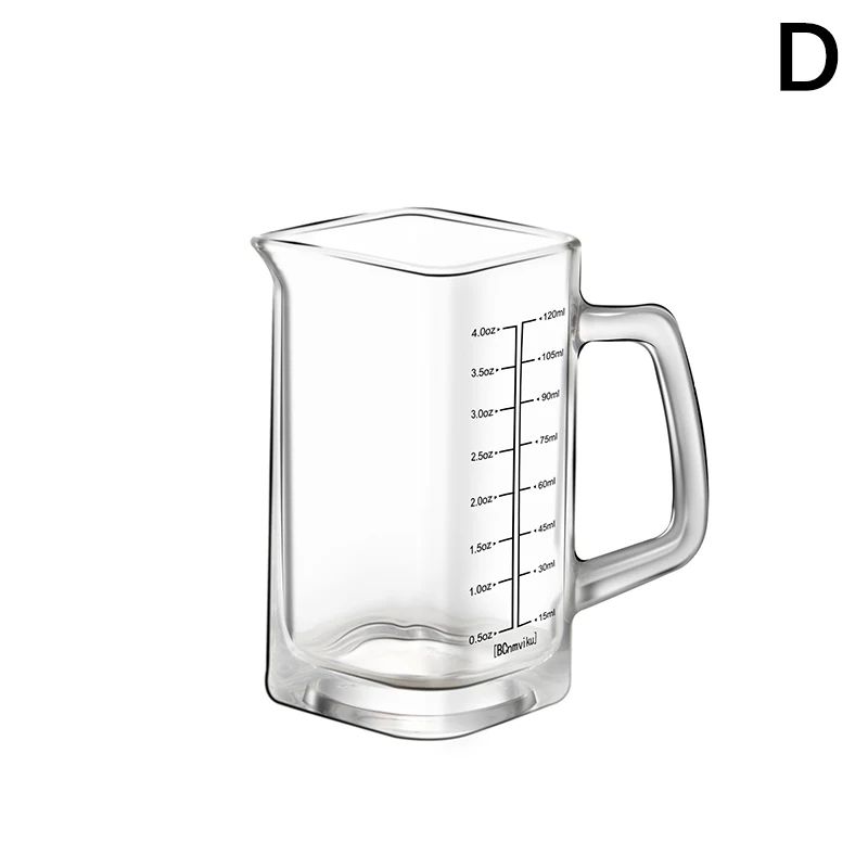 Heat Resistant Glass Measuring Cup with Handle for Espresso and Milk