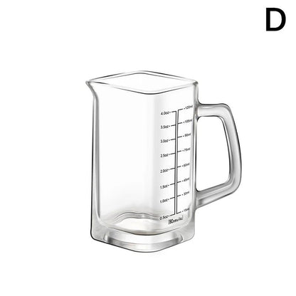 Heat Resistant Glass Measuring Cup with Handle for Espresso and Milk