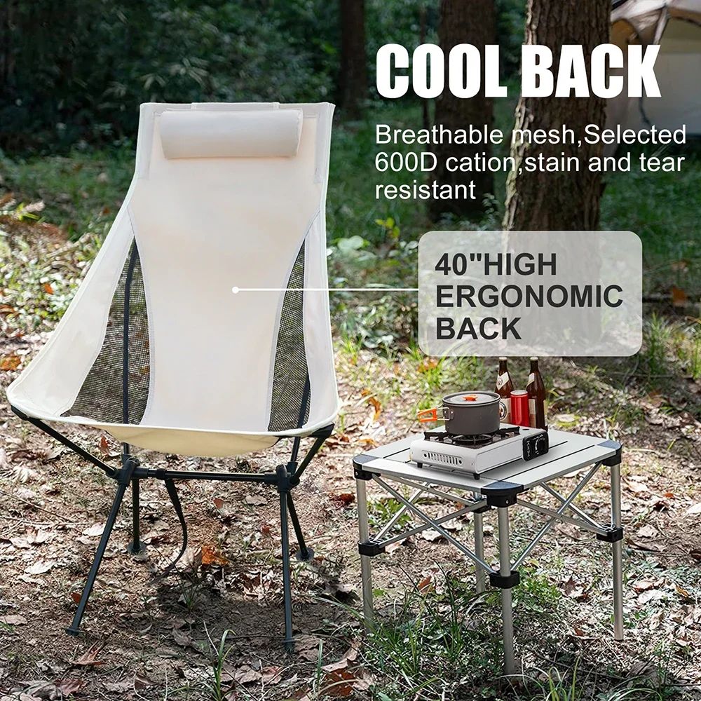 Westtune Portable Folding Camping Chair with Headrest Lightweight Outdoor Chair