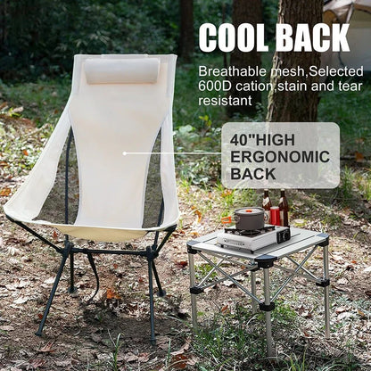 Westtune Portable Folding Camping Chair with Headrest Lightweight Outdoor Chair
