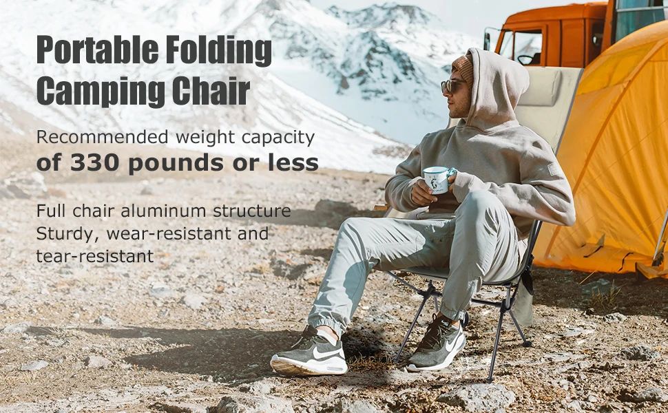 Westtune Portable Folding Camping Chair with Headrest Lightweight Outdoor Chair