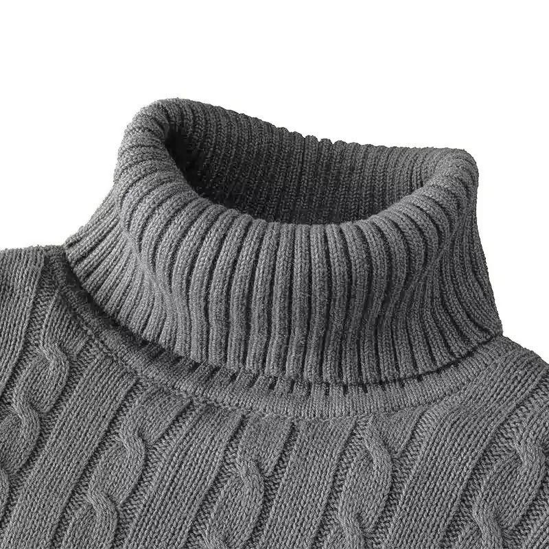 Mens Turtleneck Knitted Sweater for Warm Casual Wear