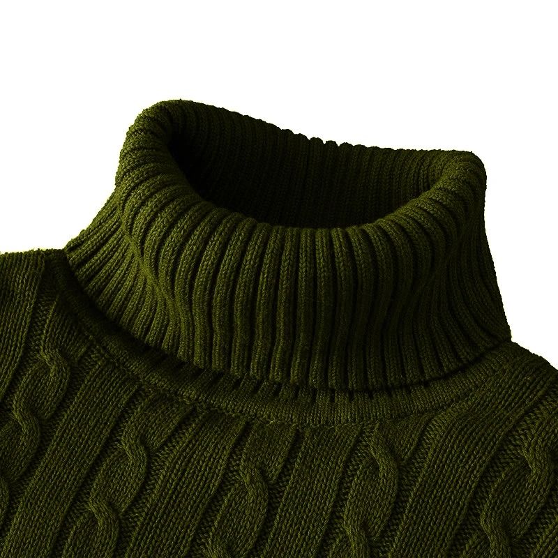 Mens Turtleneck Knitted Sweater for Warm Casual Wear