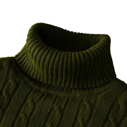 Mens Turtleneck Knitted Sweater for Warm Casual Wear