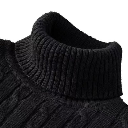 Mens Turtleneck Knitted Sweater for Warm Casual Wear