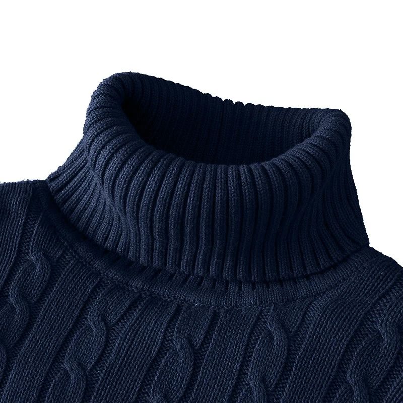 Mens Turtleneck Knitted Sweater for Warm Casual Wear