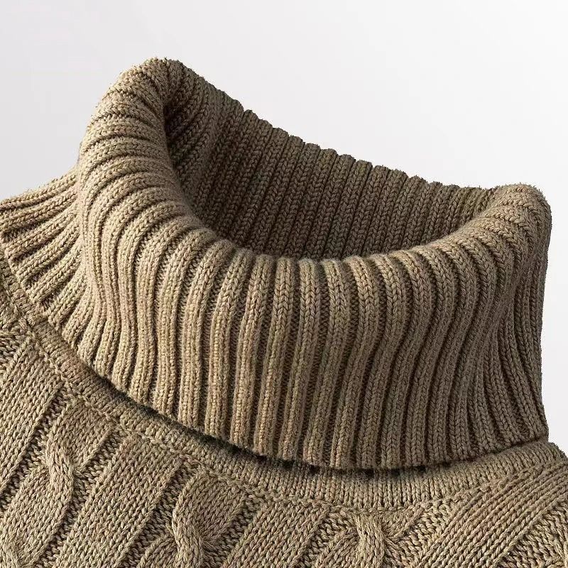 Mens Turtleneck Knitted Sweater for Warm Casual Wear