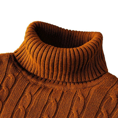 Mens Turtleneck Knitted Sweater for Warm Casual Wear