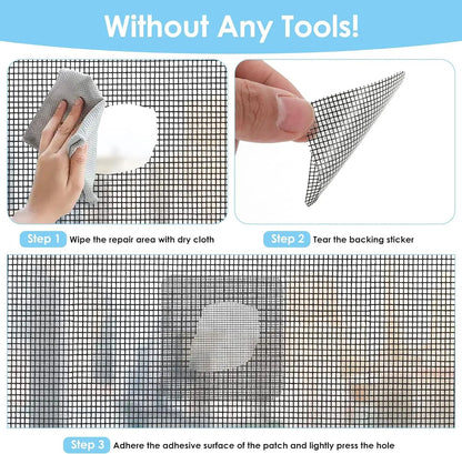 Window Screen Repair Tape Kit – Instant Mesh Patch for Torn Screens & Bug Protection