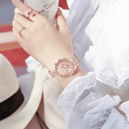 Waterproof Luxury Women's Watch Classic Stainless Steel Quartz Crystal Dial