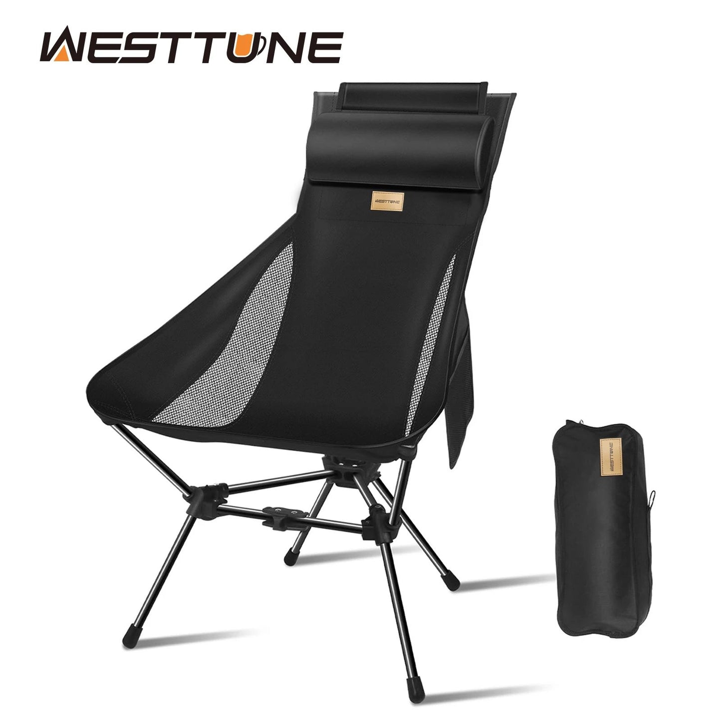Westtune Camping Moon Chair Ultralight Folding Chair with Headrest for Outdoor Relaxation