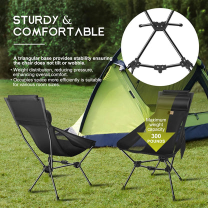 Westtune Camping Moon Chair Ultralight Folding Chair with Headrest for Outdoor Relaxation