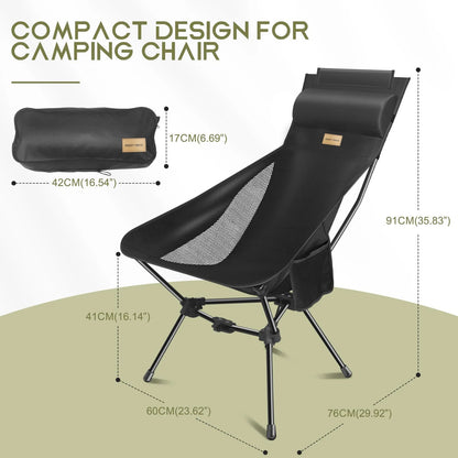 Westtune Camping Moon Chair Ultralight Folding Chair with Headrest for Outdoor Relaxation