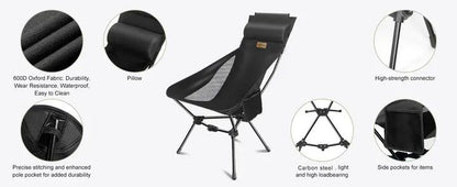 Westtune Camping Moon Chair Ultralight Folding Chair with Headrest for Outdoor Relaxation