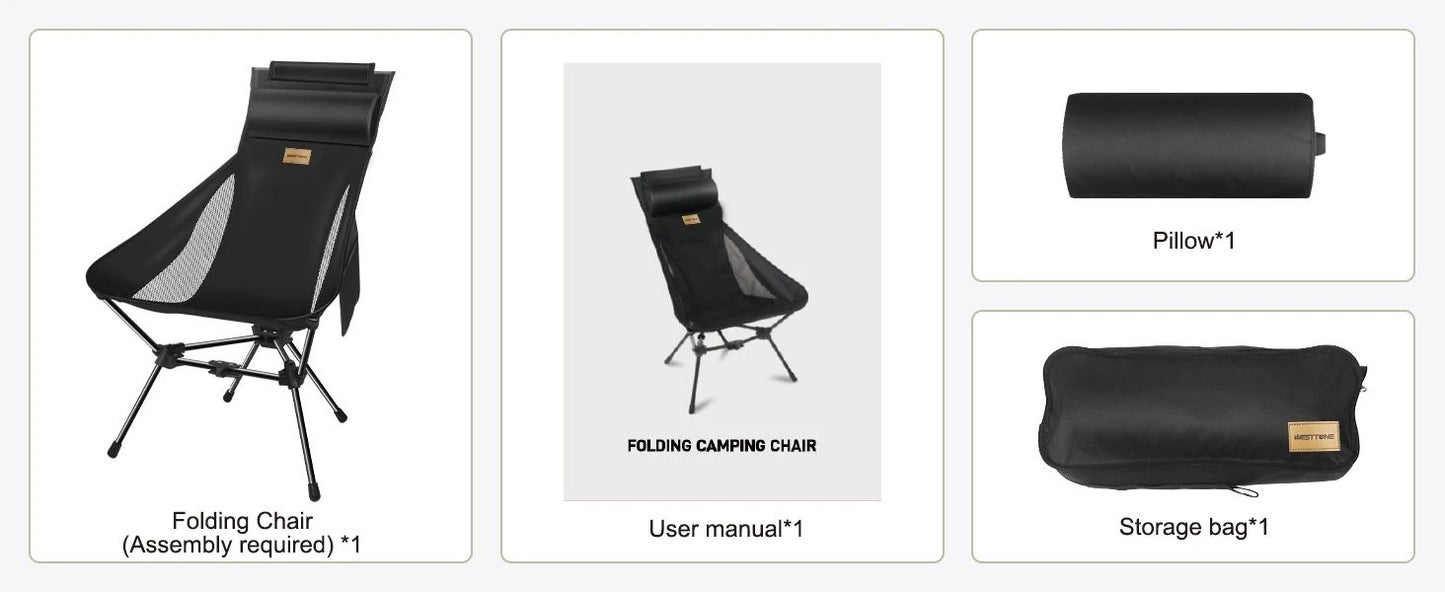 Westtune Camping Moon Chair Ultralight Folding Chair with Headrest for Outdoor Relaxation