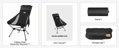 Westtune Camping Moon Chair Ultralight Folding Chair with Headrest for Outdoor Relaxation