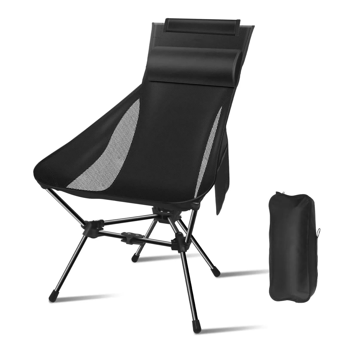 Westtune Camping Moon Chair Ultralight Folding Chair with Headrest for Outdoor Relaxation