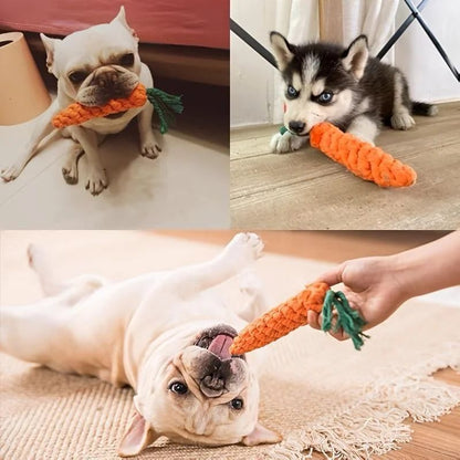 Carrot Knot Chew Rope Toy for Dogs & Cats – Durable Cotton Teething and Play Tug Toy