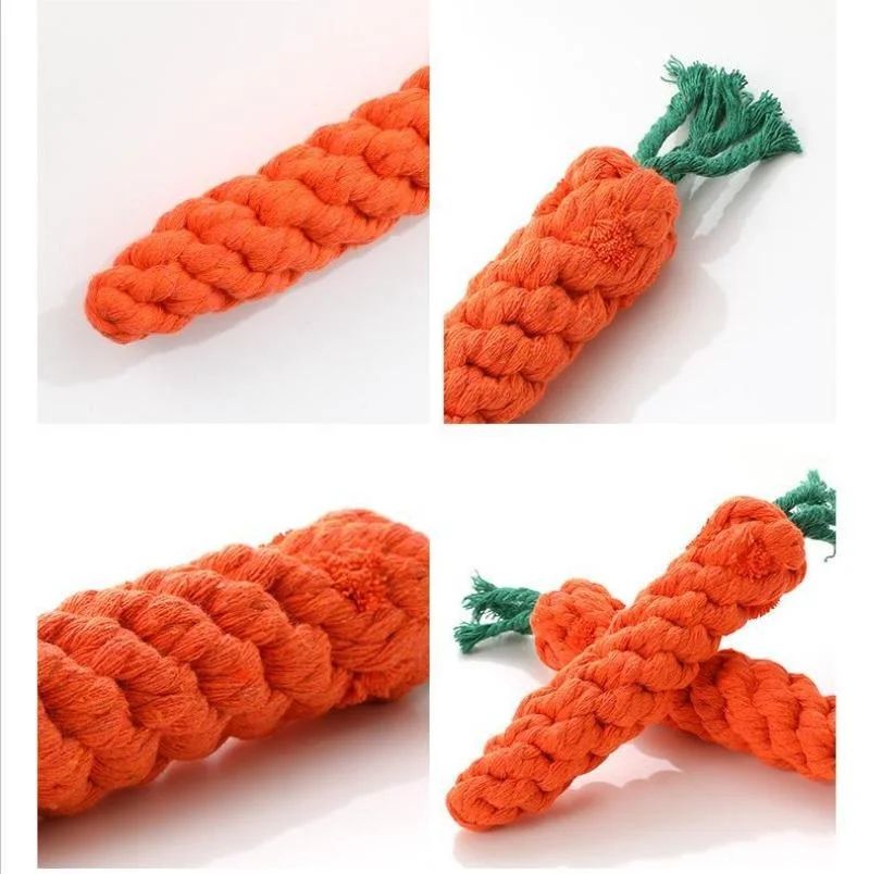 Carrot Knot Chew Rope Toy for Dogs & Cats – Durable Cotton Teething and Play Tug Toy