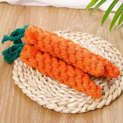Carrot Knot Chew Rope Toy for Dogs & Cats – Durable Cotton Teething and Play Tug Toy