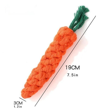 Carrot Knot Chew Rope Toy for Dogs & Cats – Durable Cotton Teething and Play Tug Toy