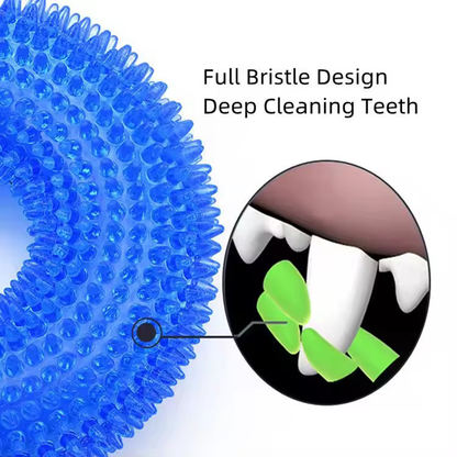 Natural TPR Rubber Dog Chew Toy Interactive Squeaky Thorn Ring for Puppy Teeth Cleaning and Grinding