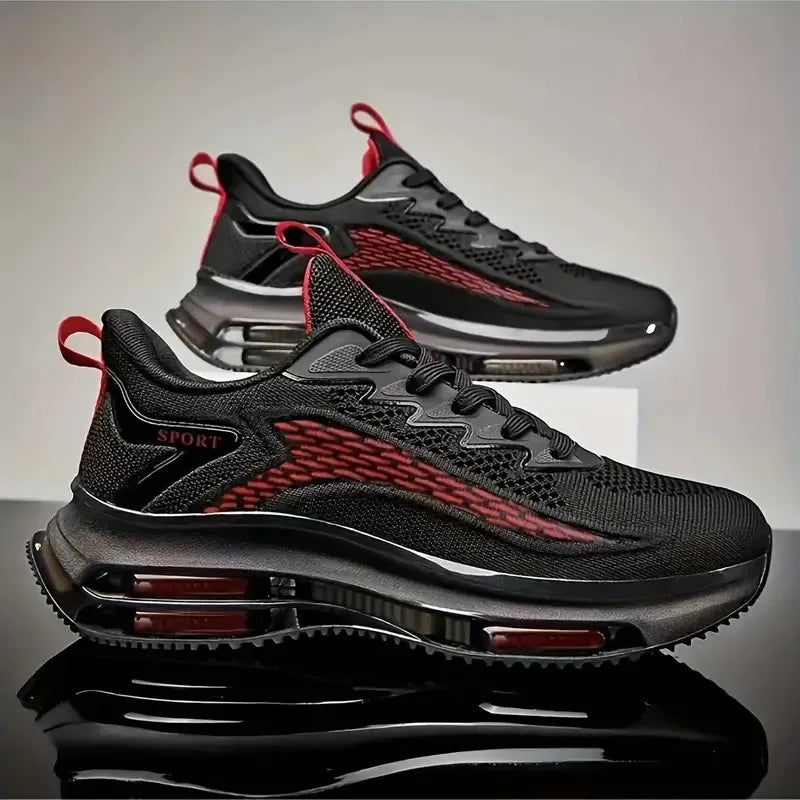 Men's Casual Red Platform Basketball Shoes, High Quality Sneakers, Trend Sport Walking Sneakers for Men