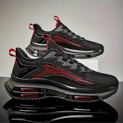 Men's Casual Red Platform Basketball Shoes, High Quality Sneakers, Trend Sport Walking Sneakers for Men
