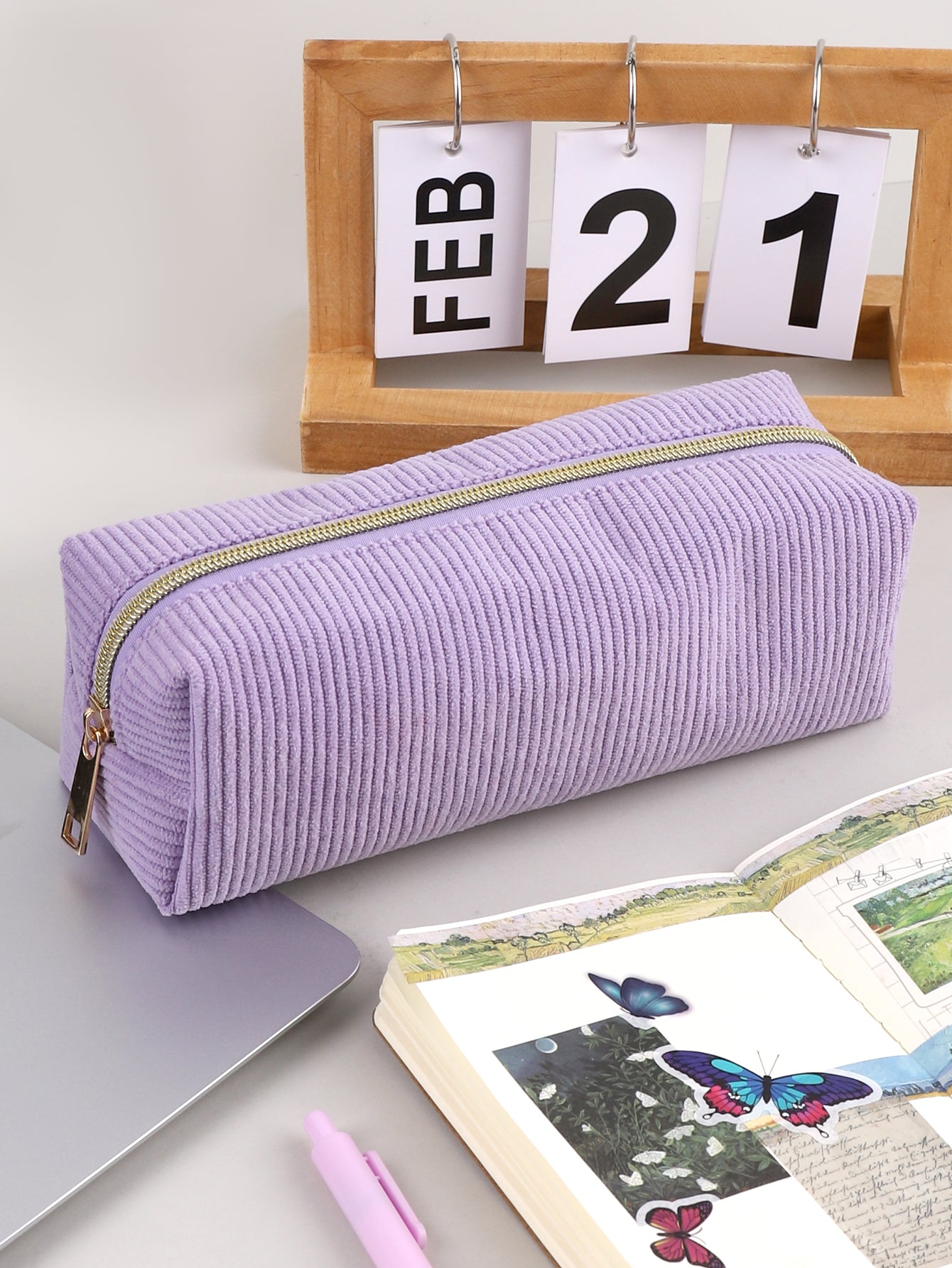 Large Capacity Pencil Case Solid Color Stationery Bag for School and Office