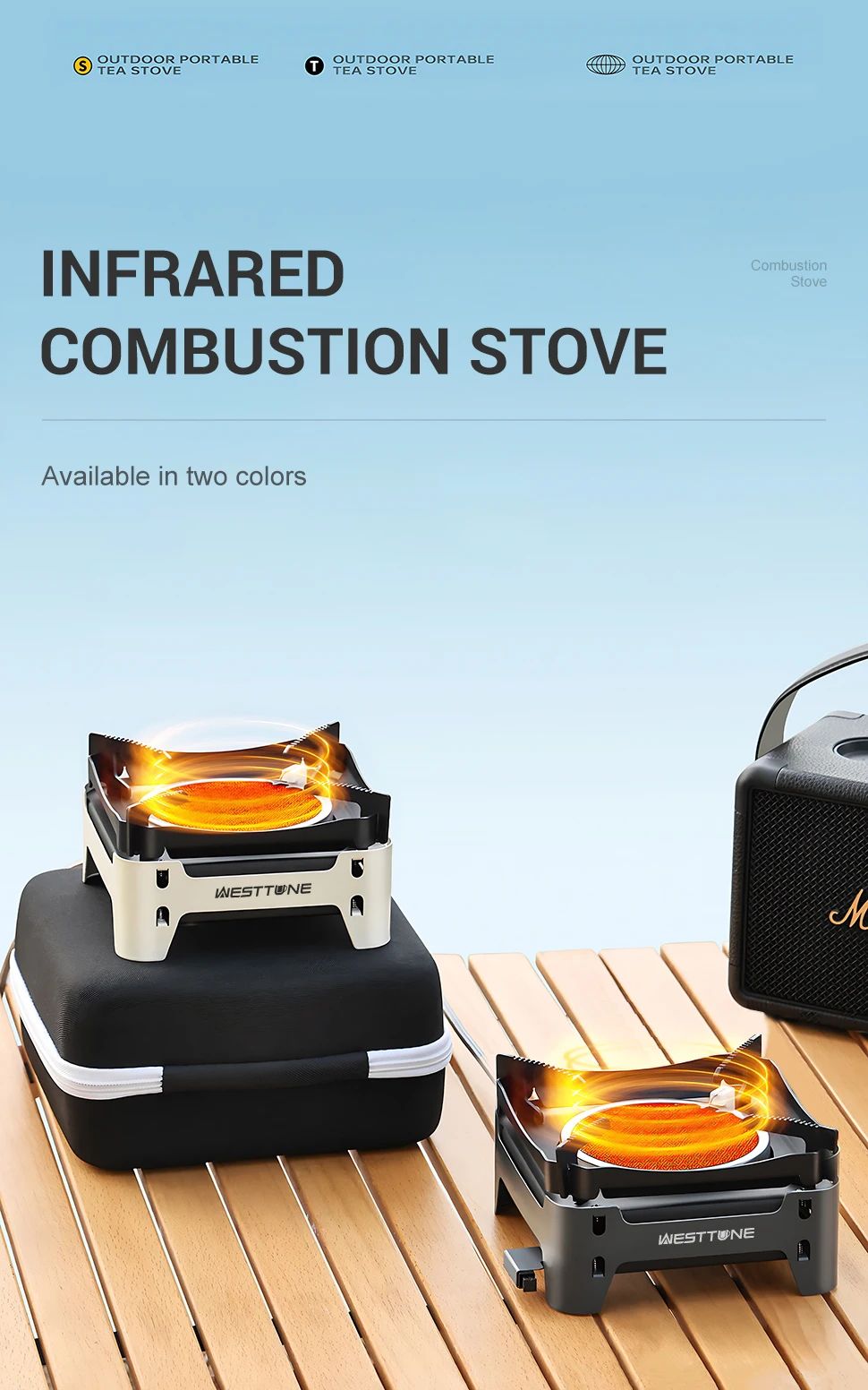 Westtune Camping Cooking Burner Portable 3600W Infrared Gas Stove with Electronic Ignition