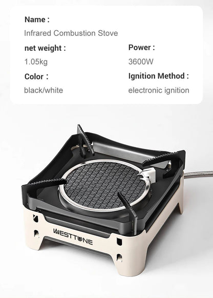 Westtune Camping Cooking Burner Portable 3600W Infrared Gas Stove with Electronic Ignition