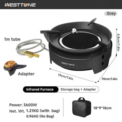 Westtune Camping Cooking Burner Portable 3600W Infrared Gas Stove with Electronic Ignition