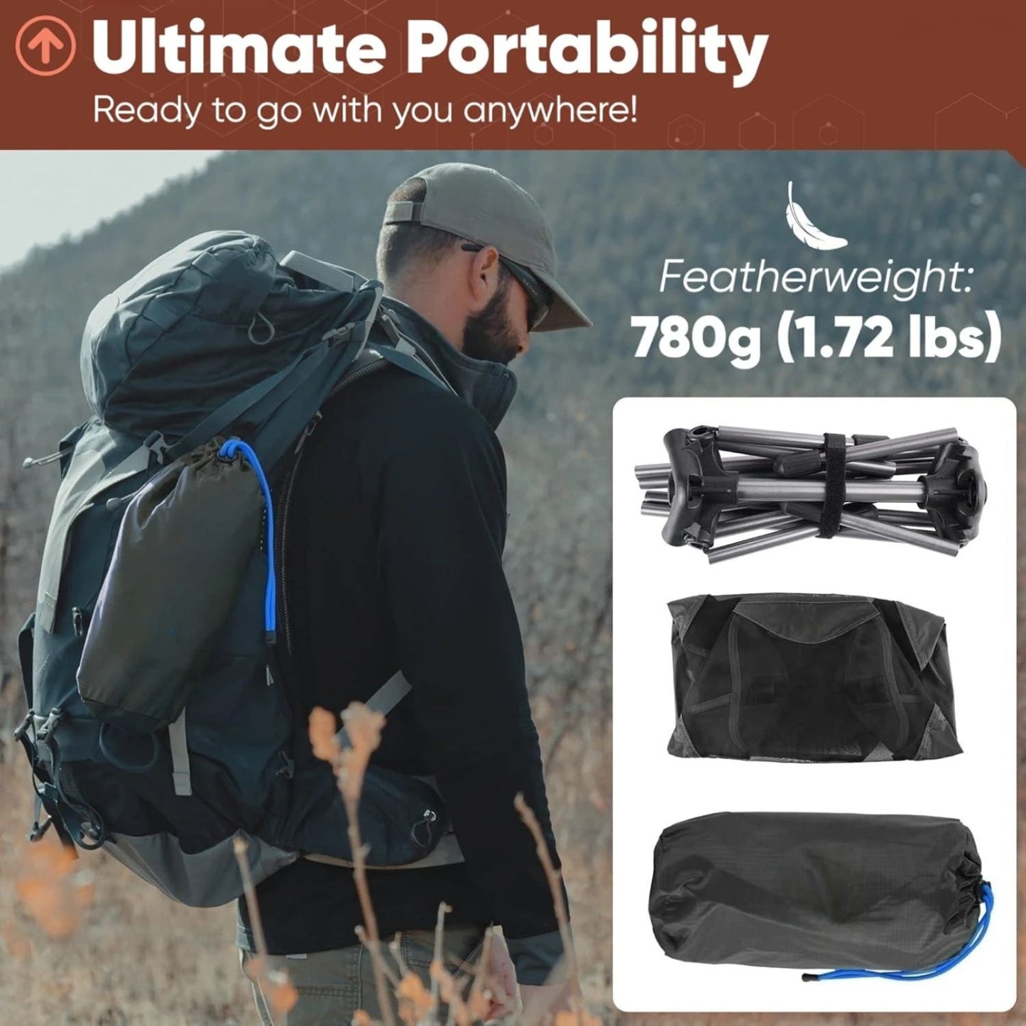 Westtune Ultralight Camping Chair 780g Aluminum Folding Moon Chair for Hiking and Travel
