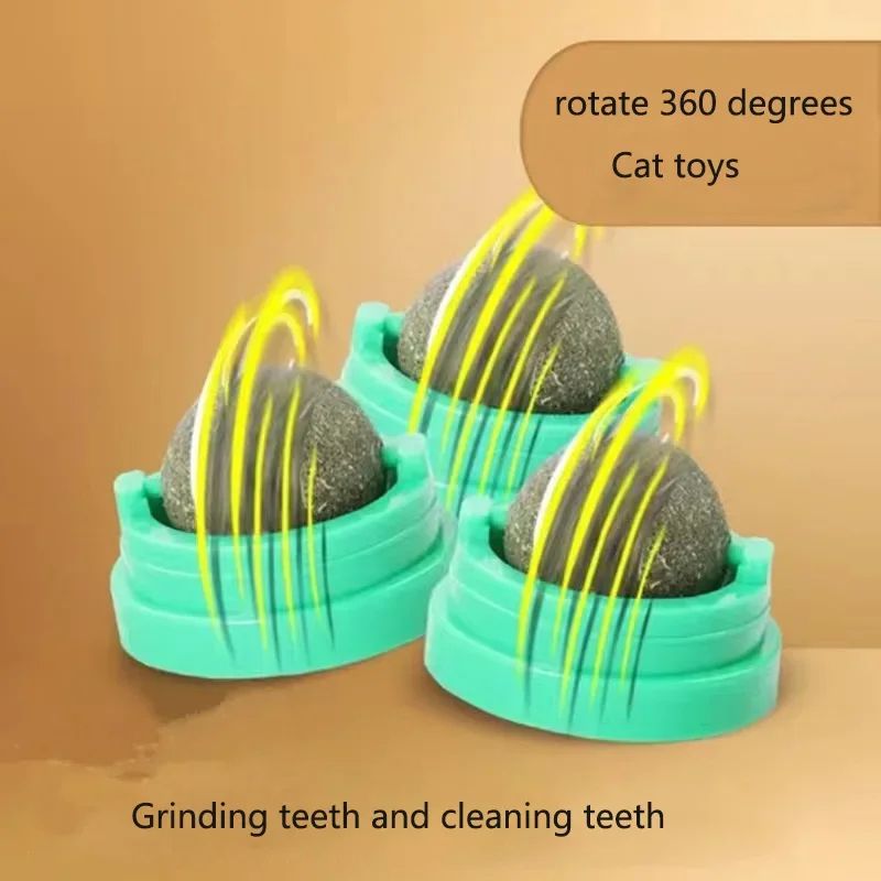Catnip Wall Stick On Ball Toy Natural Cat Treat and Digestive Aid