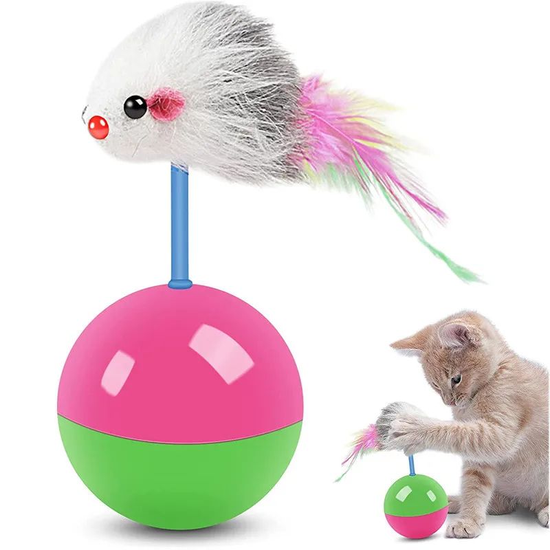 Interactive Cat Toy Set Mouse Tumbler and Teasing Toys for Cats and Small Pets
