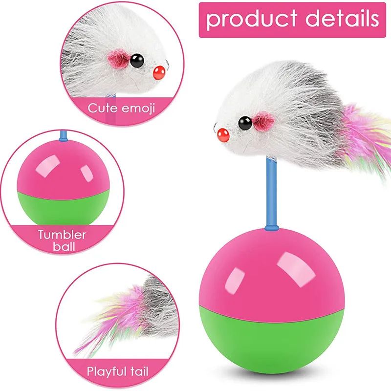 Interactive Cat Toy Set Mouse Tumbler and Teasing Toys for Cats and Small Pets