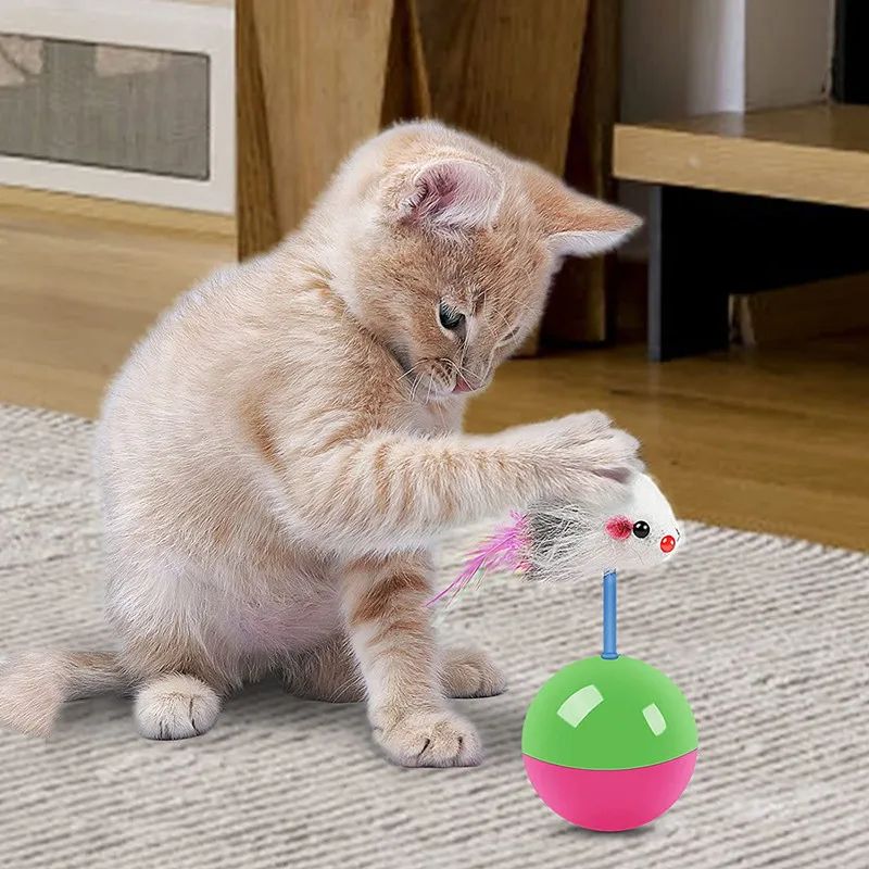Interactive Cat Toy Set Mouse Tumbler and Teasing Toys for Cats and Small Pets
