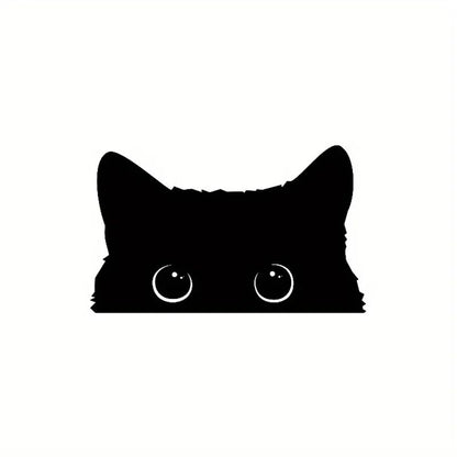 Playful Cat Vinyl Car Sticker – Waterproof Cute Eyes Car Decal