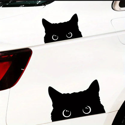 Playful Cat Vinyl Car Sticker – Waterproof Cute Eyes Car Decal