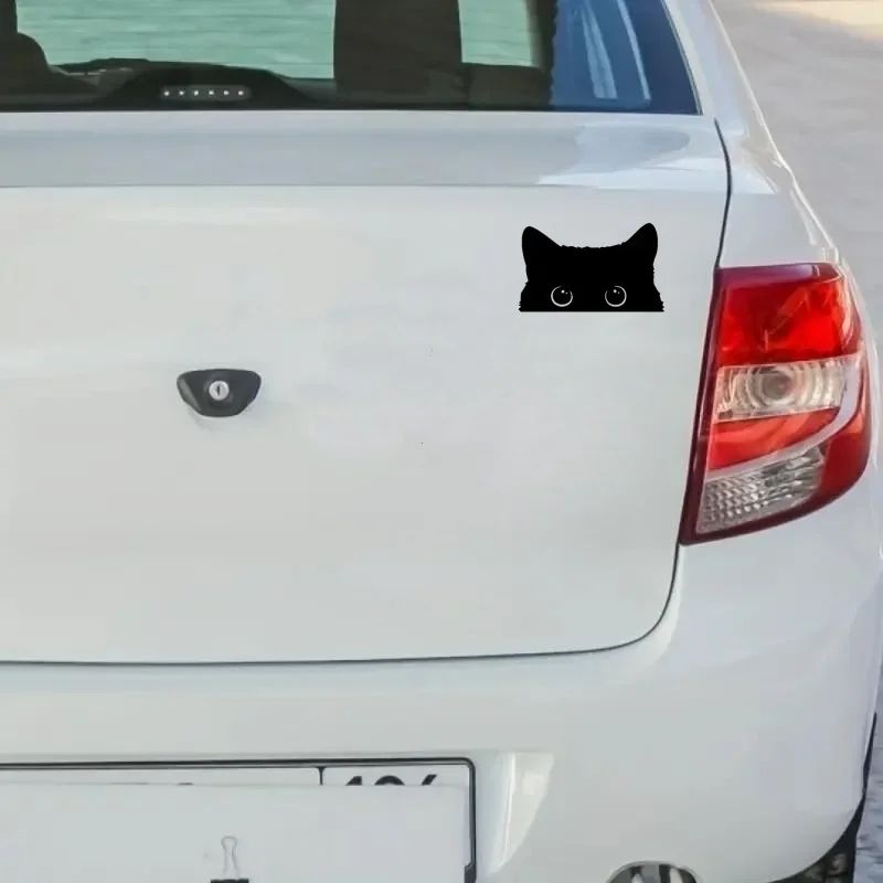Playful Cat Vinyl Car Sticker – Waterproof Cute Eyes Car Decal