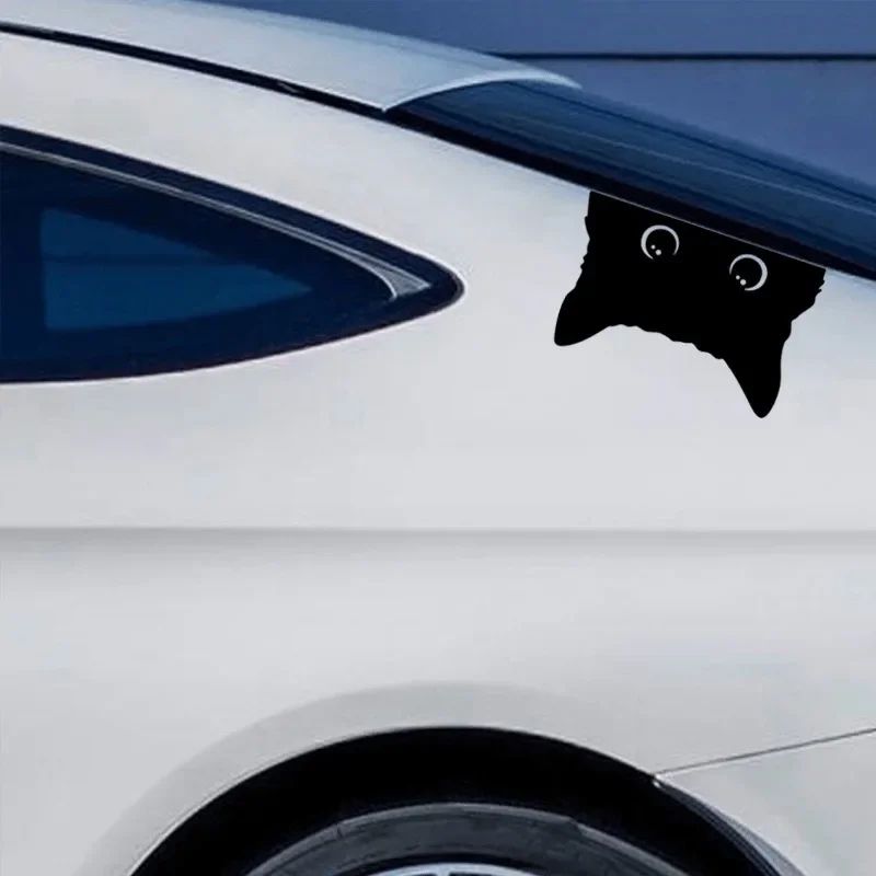 Playful Cat Vinyl Car Sticker – Waterproof Cute Eyes Car Decal