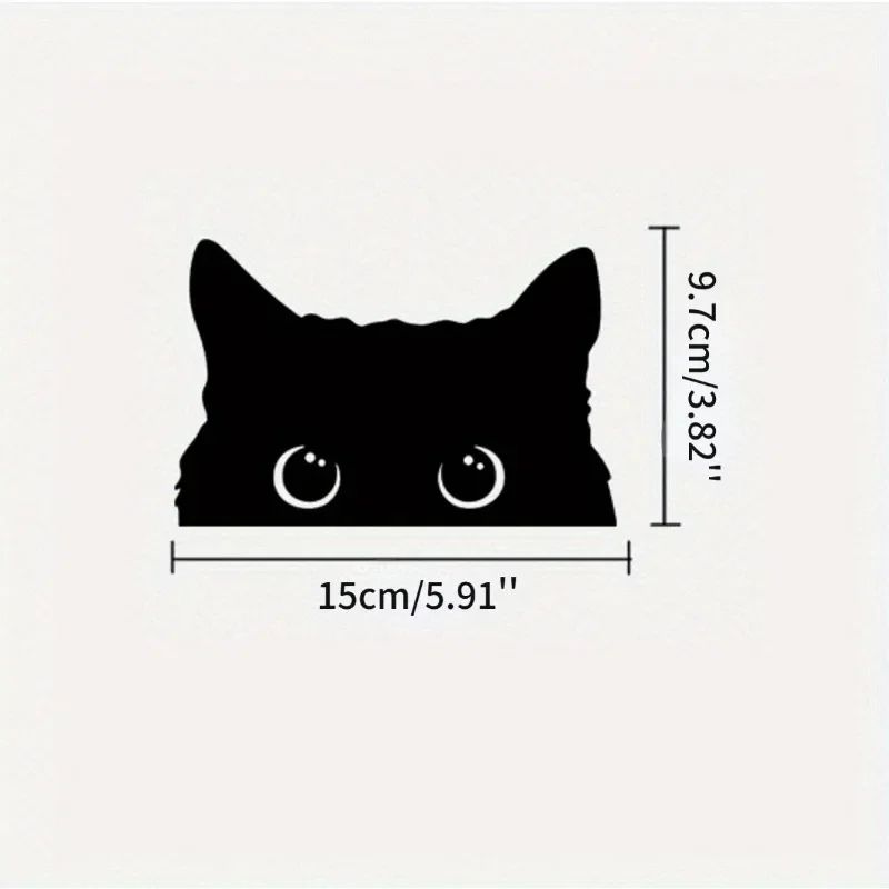 Playful Cat Vinyl Car Sticker – Waterproof Cute Eyes Car Decal